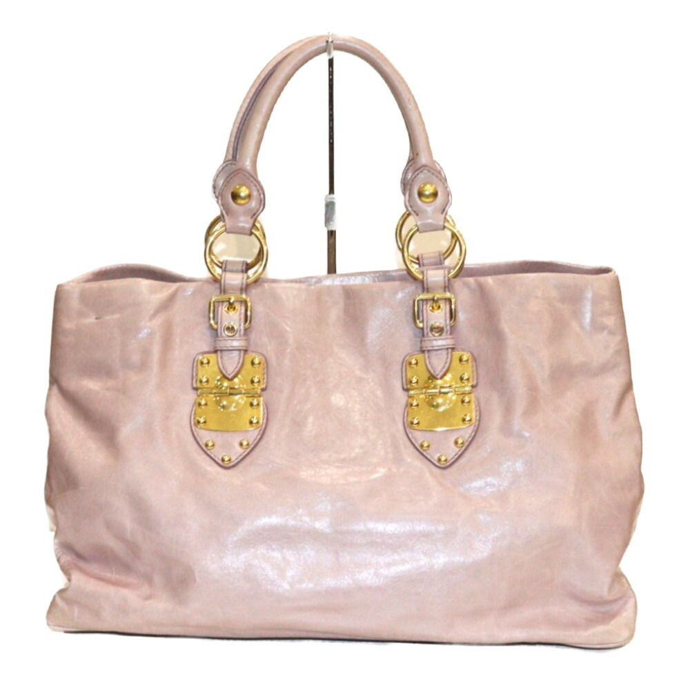 Miu Miu Leather Shoulder Handbag Tote Bag Pink MUGHETTO